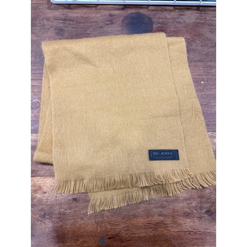 Vintage Mustard Yellow 100% Acrylic Fringe Scarf Made In West Germany